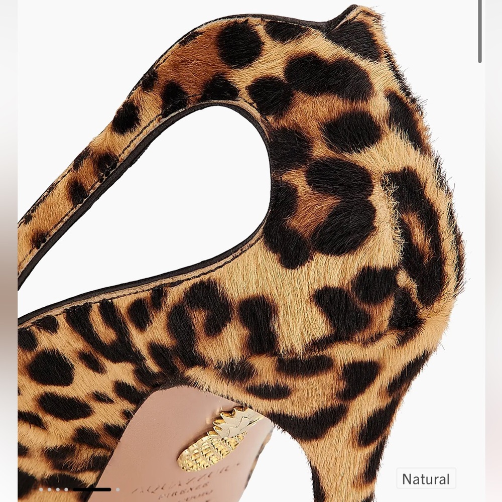 Aquazzura Sheeva Leopard Natural Pony Hair Print Cut-Out Heels 105mm Size 39 NEW - Picture 4 of 16